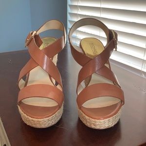 Michael Kors size 11 brown strap wedges